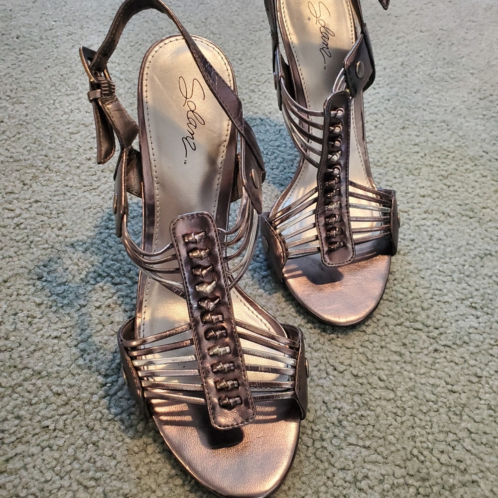 Dark silver stiletto high heels